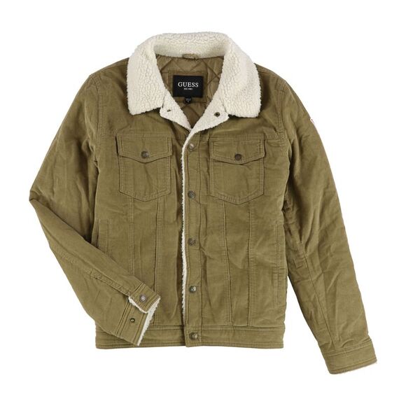 GUESS Mens Sherpa Trim Bomber Jacket NWT